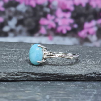Bague réglable en Larimar et cuivre (BAG27-6)