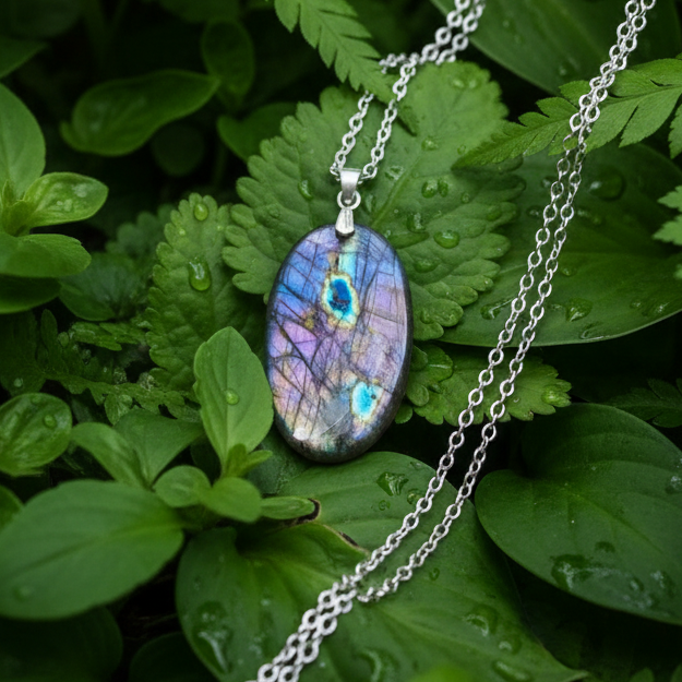 Pendentif en Labradorite bleue et violette (PE2146)
