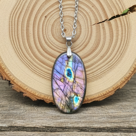 Pendentif en Labradorite bleue et violette (PE2146)