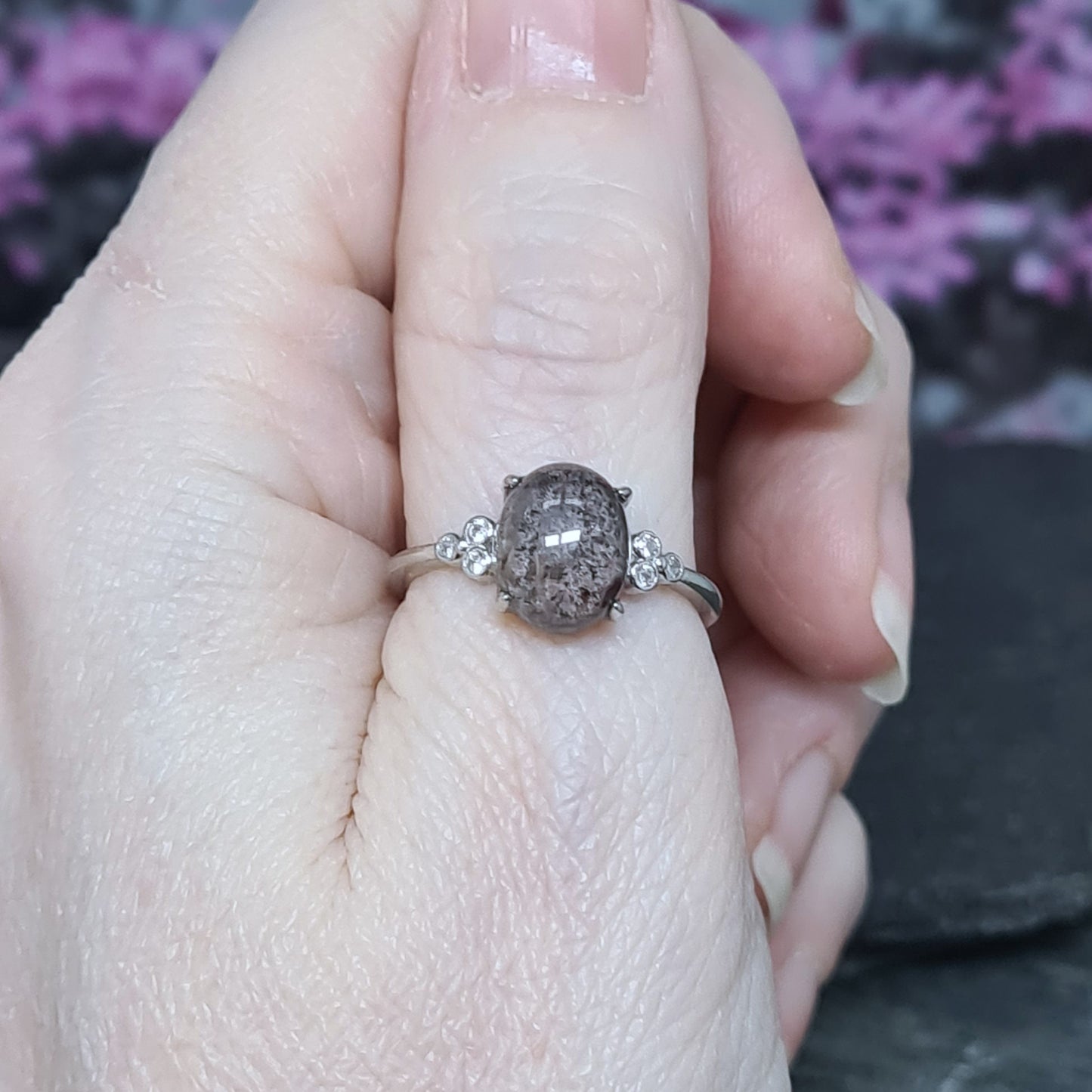 Bague réglable en Quartz Lodolite (BAG35-16)