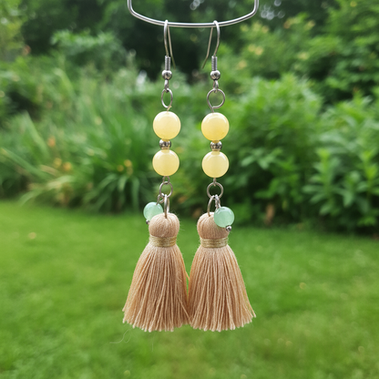 Boucles d'oreilles en Calcite jaune et Aventurine verte (BO248)