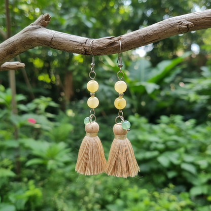 Boucles d'oreilles en Calcite jaune et Aventurine verte (BO248)