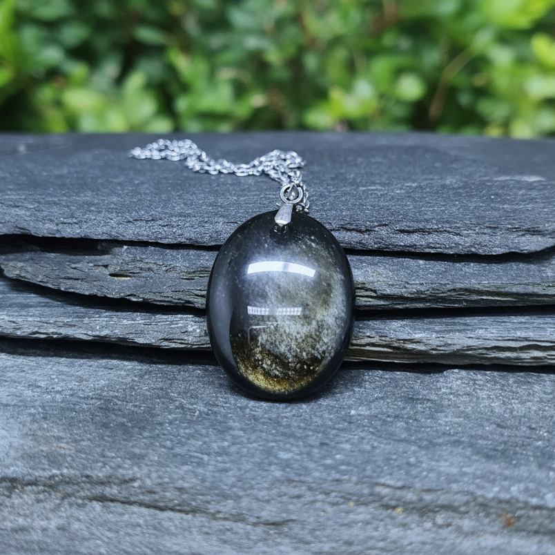 Pendentif en Obsidienne dorée (PE2136)