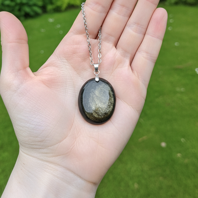 Pendentif en Obsidienne dorée (PE2136)