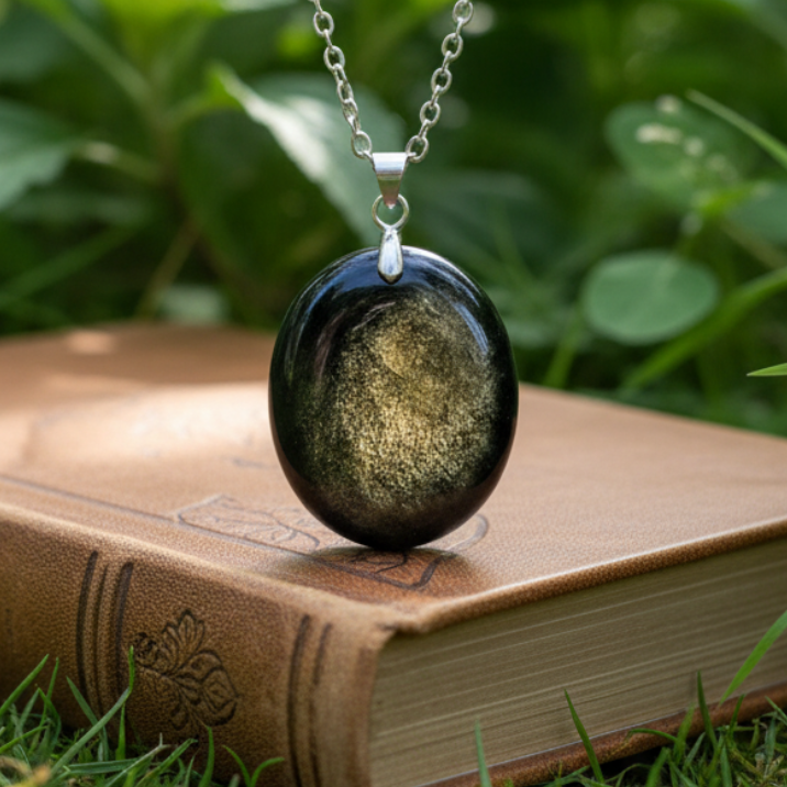 Pendentif en Obsidienne dorée (PE2136)