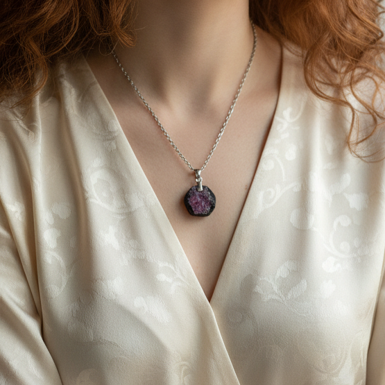 Pendentif en Rubis et Schiste (PE2021-6)