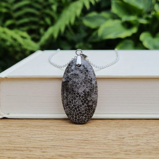 Pendentif en Corail noir fossilisé (PE2005)