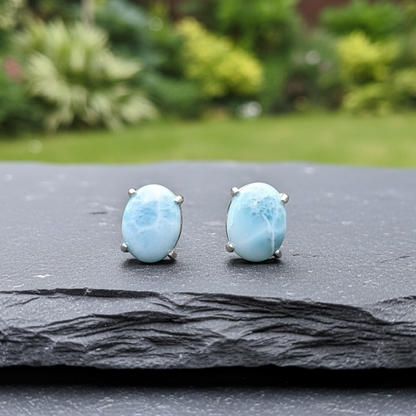 Puces d'oreilles en Larimar (BO247 - 2)