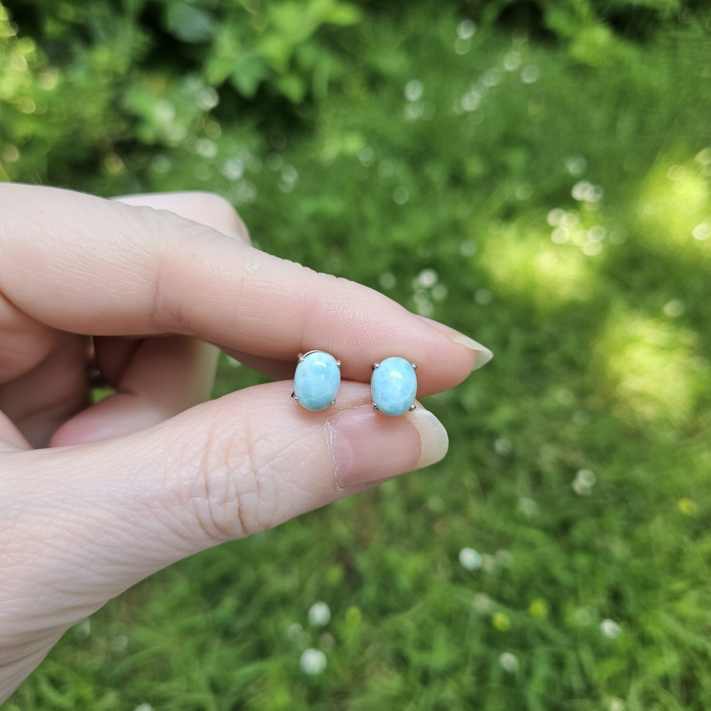Puces d'oreilles en Larimar (BO247 - 1)