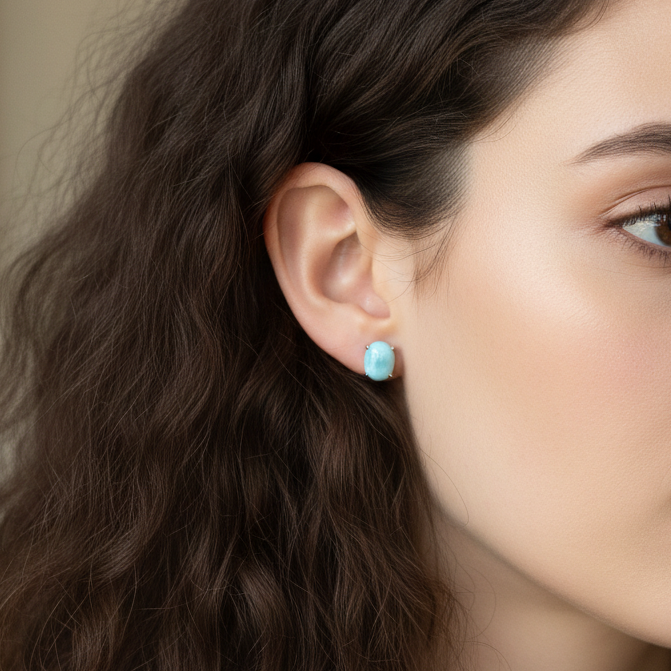 Puces d'oreilles en Larimar (BO247 - 1)