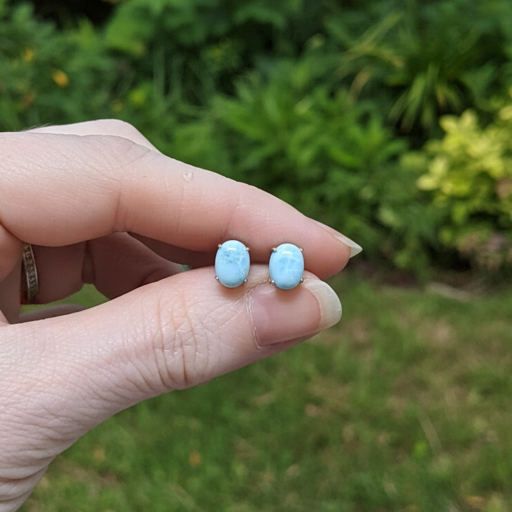 Puces d'oreilles en Larimar (BO247 - 2)