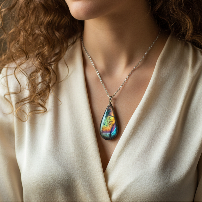 Pendentif en Labradorite multicolore (PE2138)