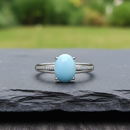 Bague réglable en Larimar et cuivre (BAG27 - 5)