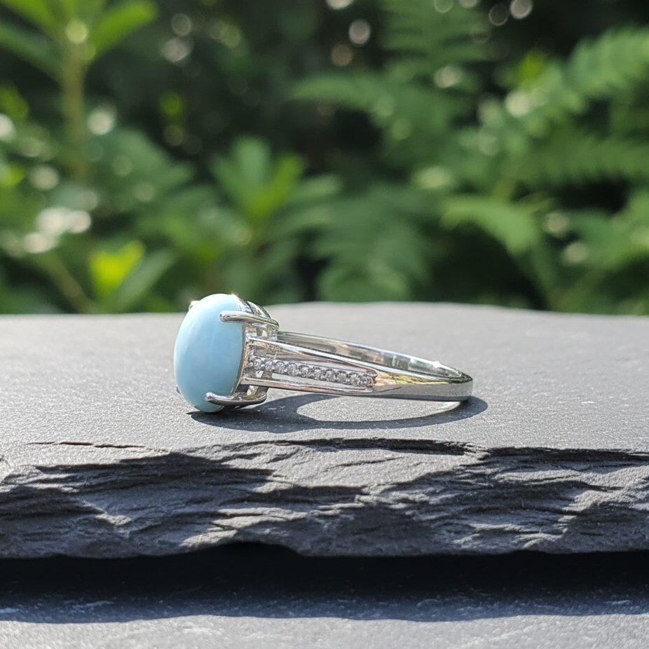 Bague réglable en Larimar et cuivre (BAG27 - 5)