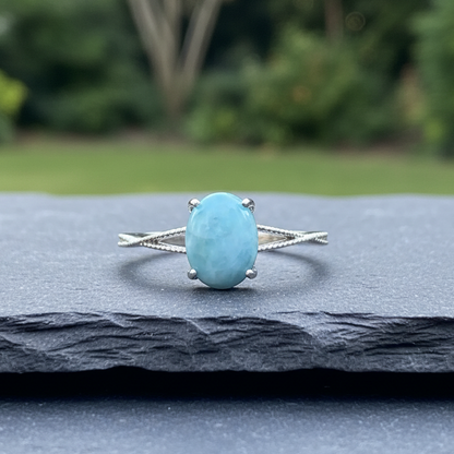 Bague réglable en Larimar et cuivre (BAG27 - 6)