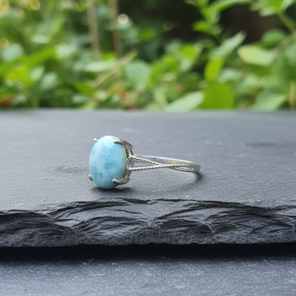 Bague réglable en Larimar et cuivre (BAG27 - 6)