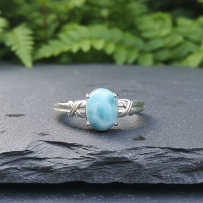 Bague réglable en Larimar et cuivre (BAG27 - 4)