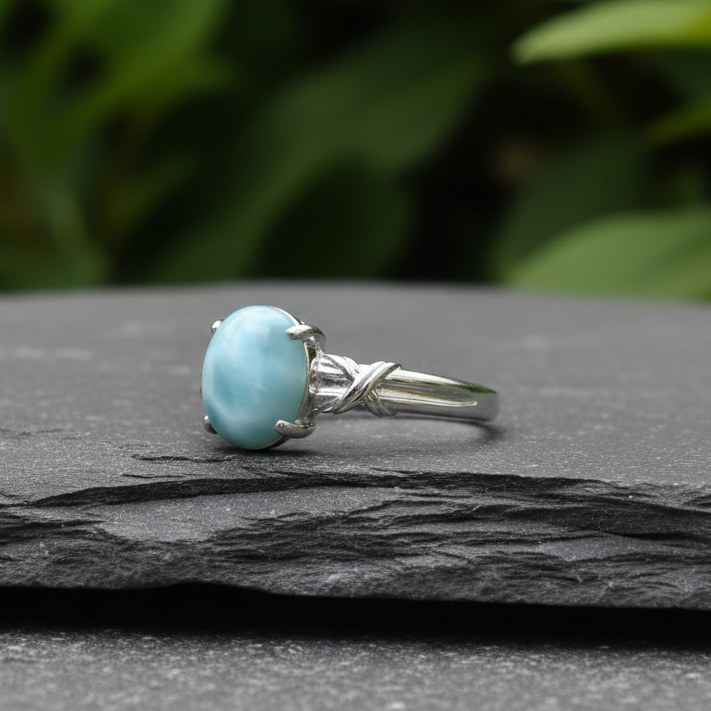 Bague réglable en Larimar et cuivre (BAG27 - 4)