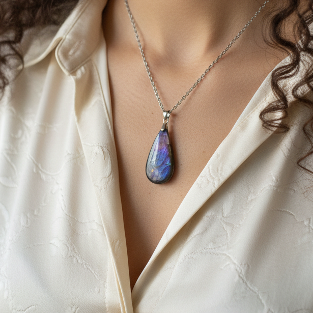 Pendentif en Labradorite violette (PE2151)
