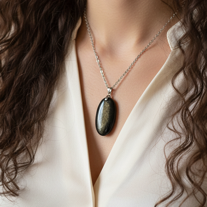 Pendentif en Obsidienne dorée (PE2136 - 2)