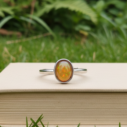 Bague réglable en Opale Welo de feu (BAG39 - 4)