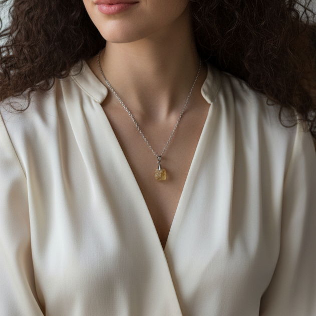 Pendentif en Topaze impériale brute (PE2160)