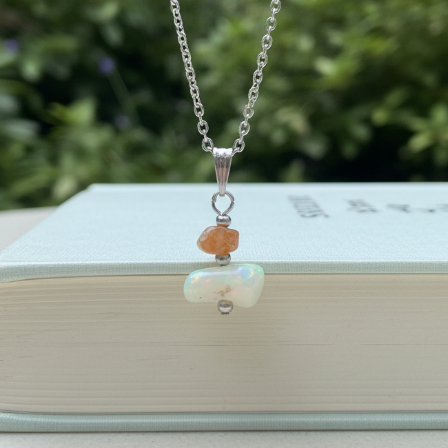 Pendentif en Opale Welo et Topaze impériale (PE2161)