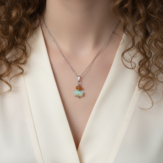 Pendentif en Opale Welo et Topaze impériale (PE2161)