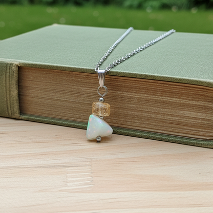 Pendentif en Opale Welo et Topaze impériale (PE2162)