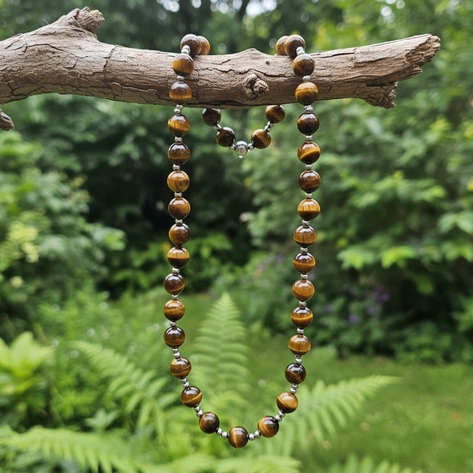 Collier en perles d'Œil de Tigre (COL26-2)