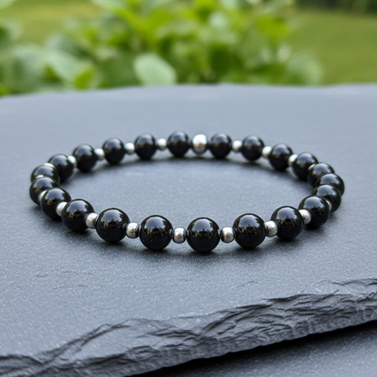 Bracelet en Tourmaline noire 6mm - 15