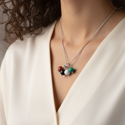Collier en perles naturelles inspiré du drapeau Palestinien (COL4P - 1)