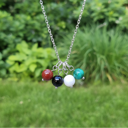 Collier en perles naturelles inspiré du drapeau Palestinien (COL4P - 1)