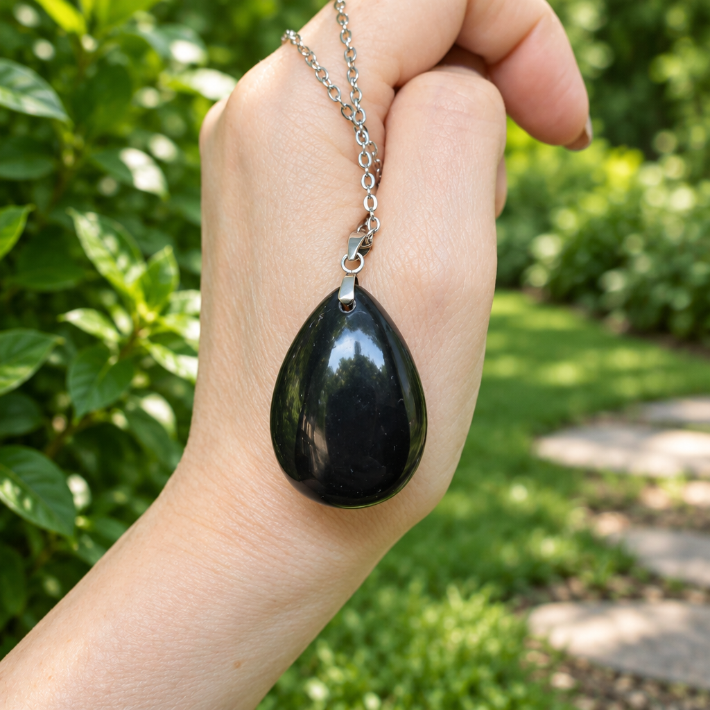 Pendentif en Obsidienne Œil Céleste biface (PE1020-10)