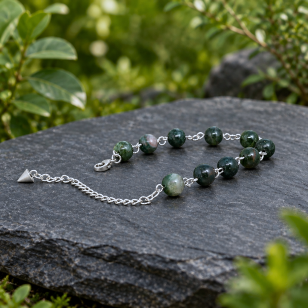Bracelet réglable en Jaspe Héliotrope