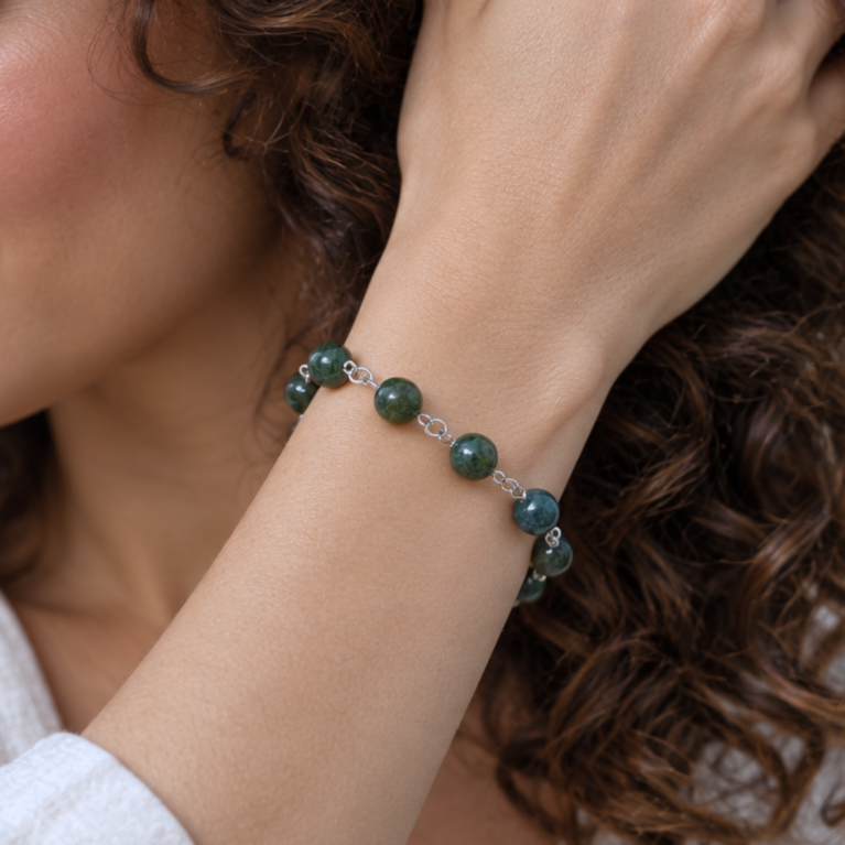 Bracelet réglable en Jaspe Héliotrope