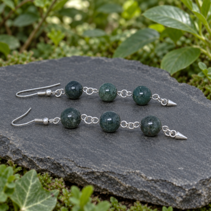 Boucles d'oreilles en Jaspe Héliotrope (BO251)