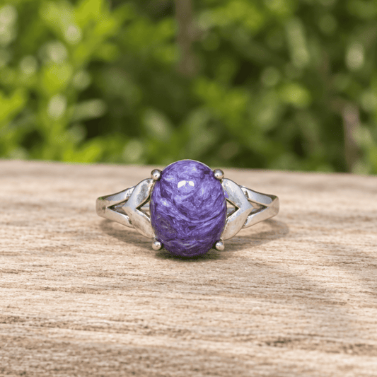 Bague réglable en Charoïte (BAG23)