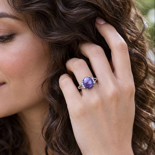 Bague réglable en Charoïte (BAG23-2)