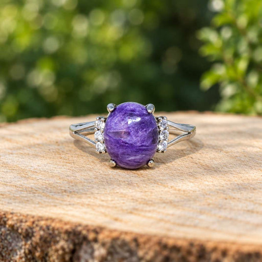 Bague réglable en Charoïte (BAG23-2)