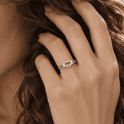 Bague réglable en Citrine et Argent (BAG79)