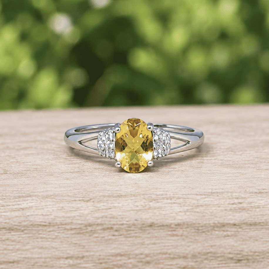 Bague réglable en Citrine et Argent (BAG79)