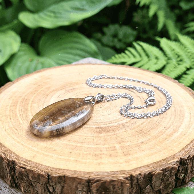Pendentif en Fluorite jaune et arc - en - ciel (PE2088)