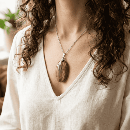 Pendentif en Fluorite jaune et arc - en - ciel (PE2088)