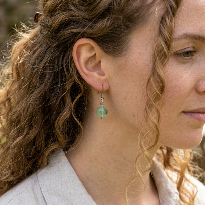 Boucles d'oreilles en Fluorite verte (BO255)