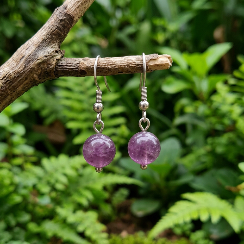 Boucles d'oreilles en Fluorite violette (BO256)