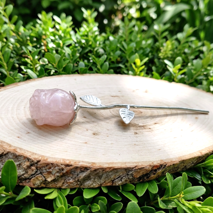 Fleur en Quartz rose et cuivre (PRGFL762)