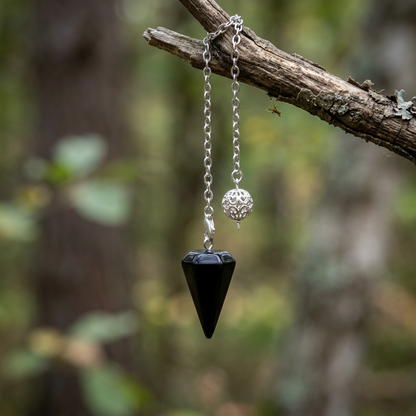 Pendule en Obsidienne noire de petite taille (PEND23)