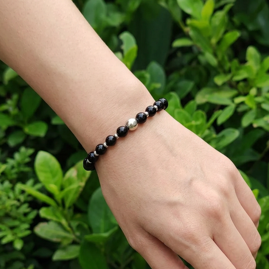 Bracelet en Obsidienne noire 6mm