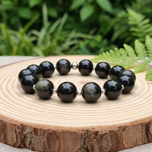 Bracelet en Obsidienne Œil Céleste 12mm - 15